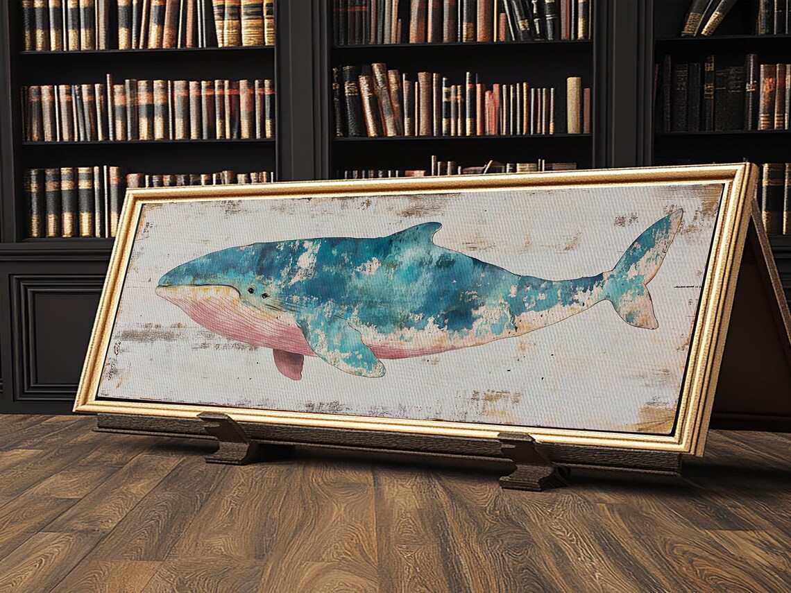 Humpback Whale Panoramic Wall Art Print Wood Framed Nautical Decor Ready To Hang Whale Art Whale Fine Art - Image 6