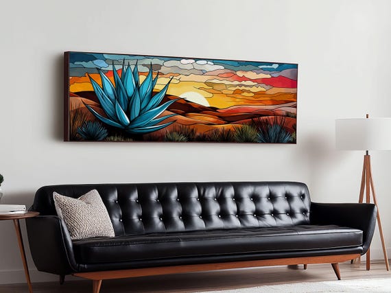 Mexicano Art Blue Agave At Sunset Framed Print Agave Painting Blue Agave Chicano Wall Art Mexican Art Agave Art