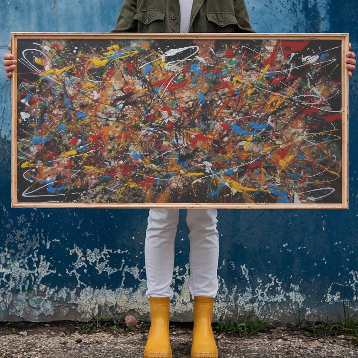 Abstract Drip Painting Colorful Splatter Black Modern Art Poster - Image 6