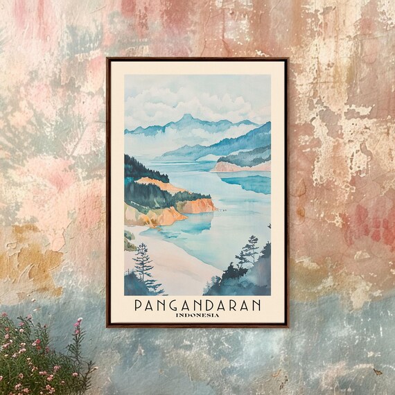 Pangandaran Indonesia Bay Cliffs Forest Misty Mountain Shore Poster