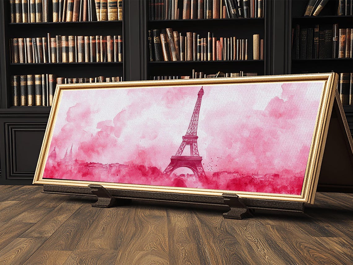 Eiffel Tower Paris Pink Watercolor Romantic Cityscape Travel Poster - Image 4