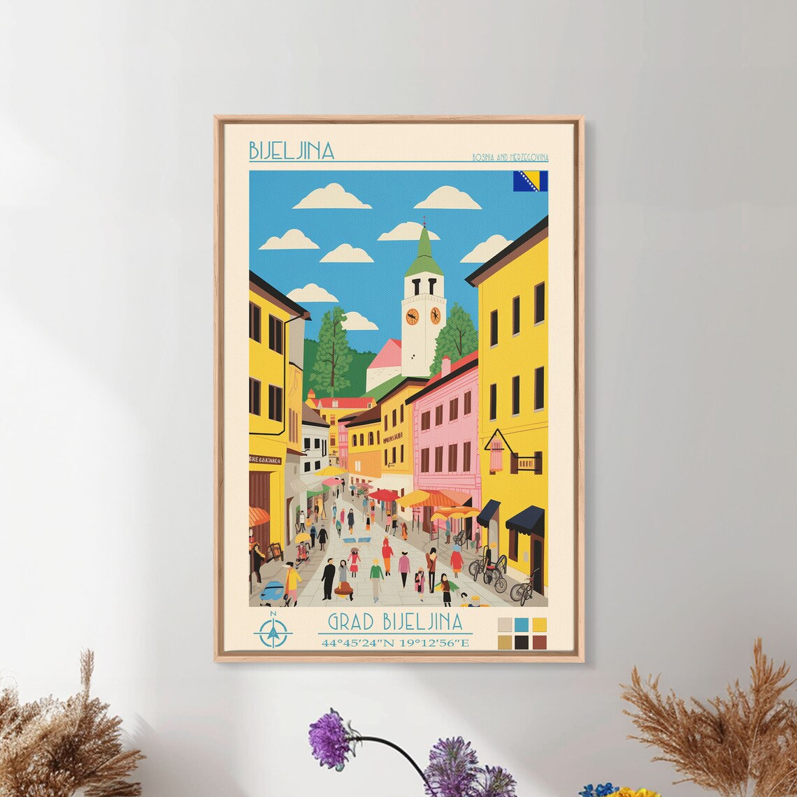 Bijeljina Bosnia Herzegovina Lively Market Square Clock Tower Poster - Image 5