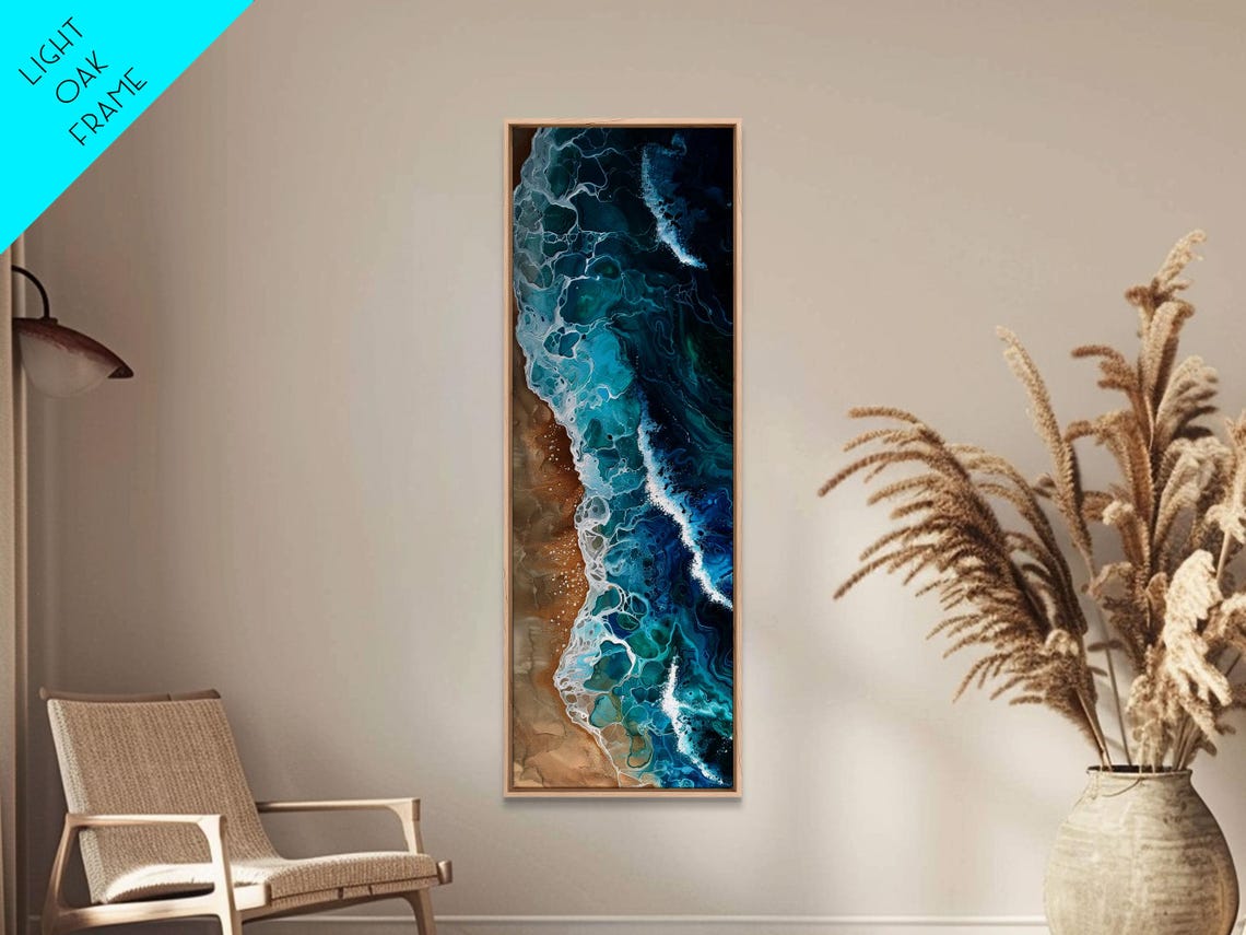 Aerial Ocean Waves Turquoise Beach Coastline Top View Art Print - Image 2