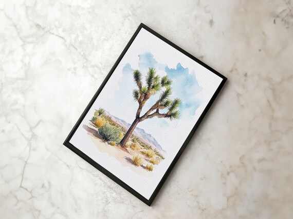 Joshua Tree Art Framed Print Watercolor Painting Of Joshua Tree California Decor California Art West Coast Style Art Nuevart