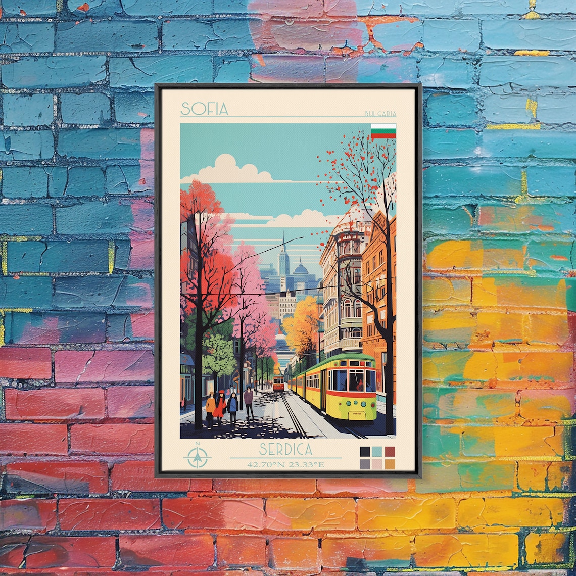 Sofia Bulgaria Tram Autumn Trees Historic Street View Travel Poster - Image 5