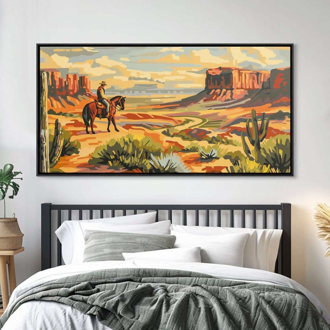 Cowboy Overlooking Desert Canyon, Western Art Print - Image 3