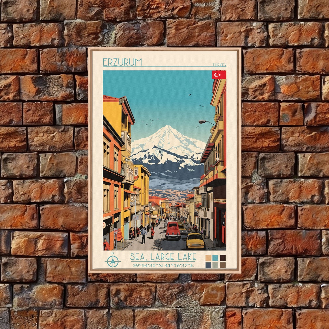 Erzurum Turkey Street To Snow Capped Mountain Peak View Poster - Image 2