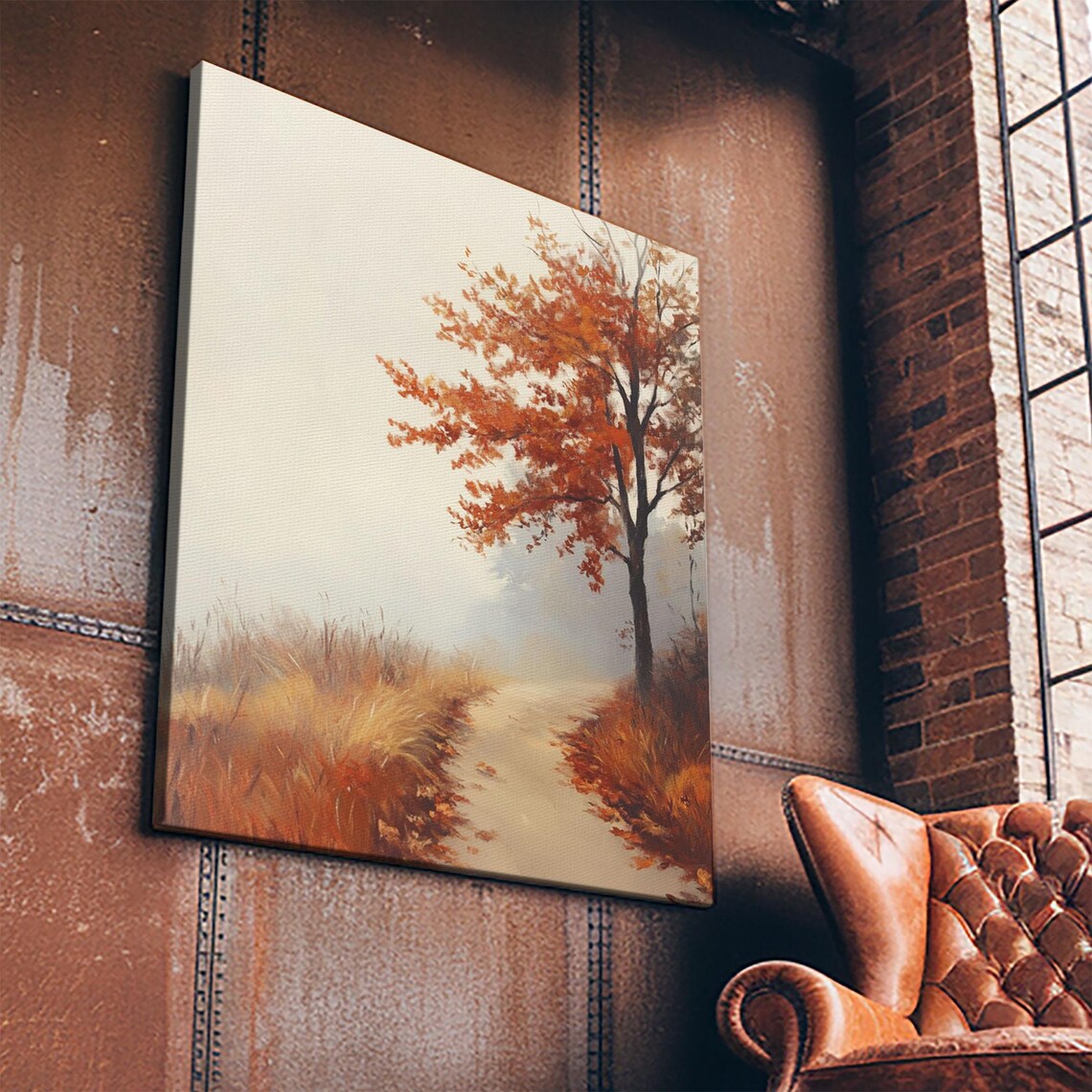 Framed Print Of A Cozy Autumn Path With Trees And Fall Leaves Rustic Country Decor Moody Landscape Art Best Gift Idea Fall Decor - Image 4