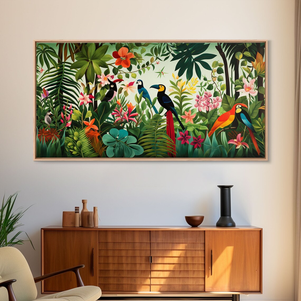 Toucan Tropical Art Print, Panoramic Bird Art