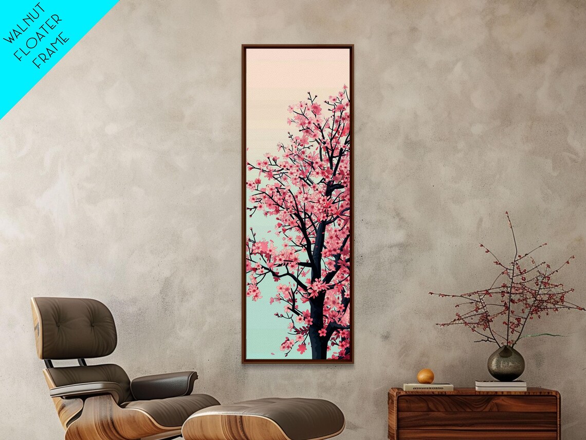Delicate Cherry Blossom Tree In Full Bloom Against A Soft Gradient Background For Elegant Wall Art Framed Print - Image 4