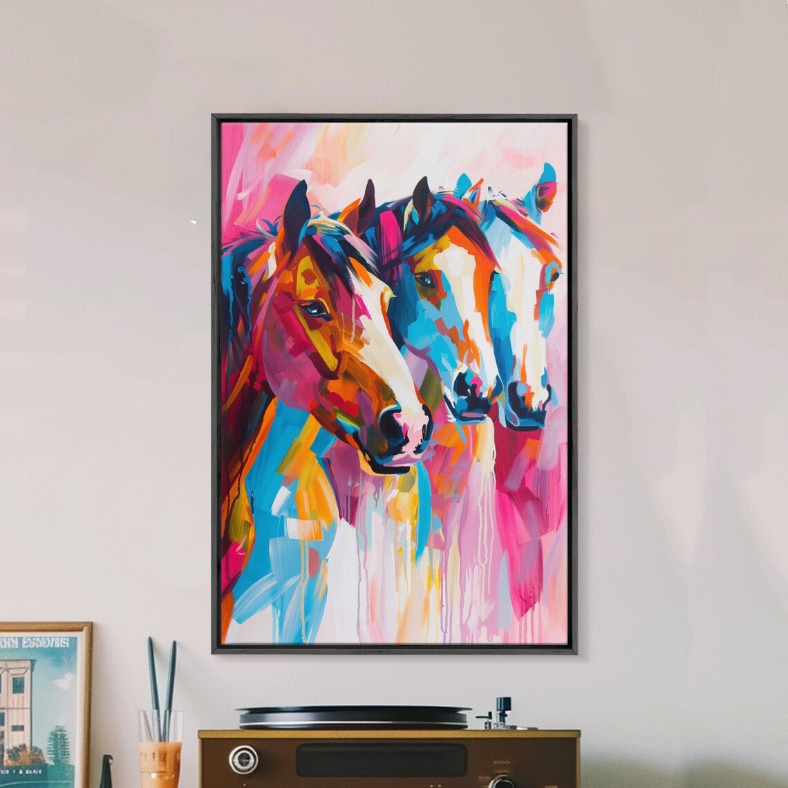 Three Horses in Vibrant Colors, Bold Art Print - Image 2