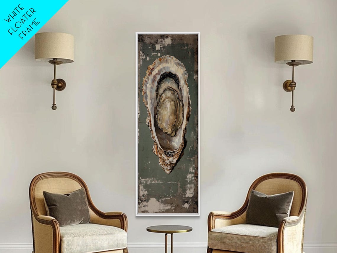 Single Oyster Shell Sage Green Minimalist Coastal Still Life Print - Image 4