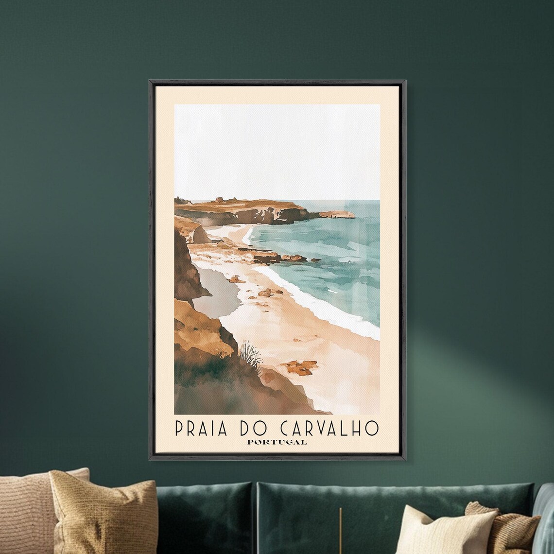 Praia Do Carvalho Watercolor Beach Art Print, Portugal - Image 5