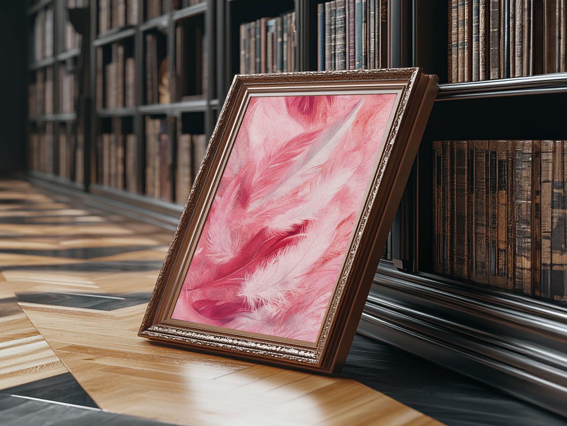 Soft Pink Feathers Watercolor Delicate Botanical Boho Wall Art Print - Image 3