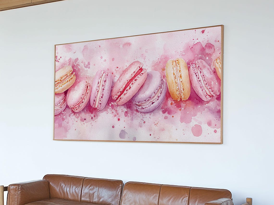 Pastel Macarons Watercolor Pink French Pastry Sweet Treat Decor Poster - Image 6