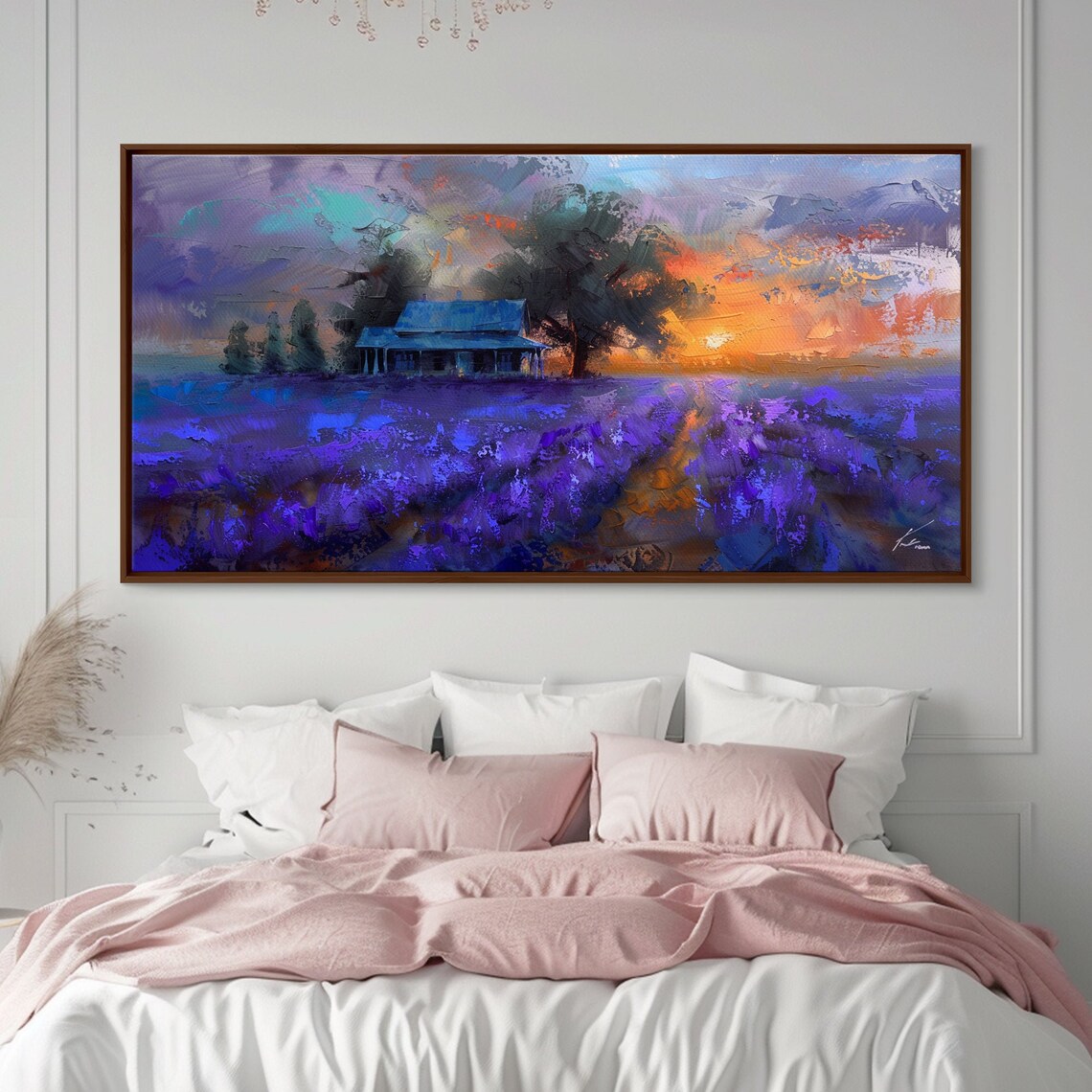 Lavender Field At Dusk Moody Landscape Art Framed Print Boho Decor Lavender Art Rustic Bedroom Decor - Image 2