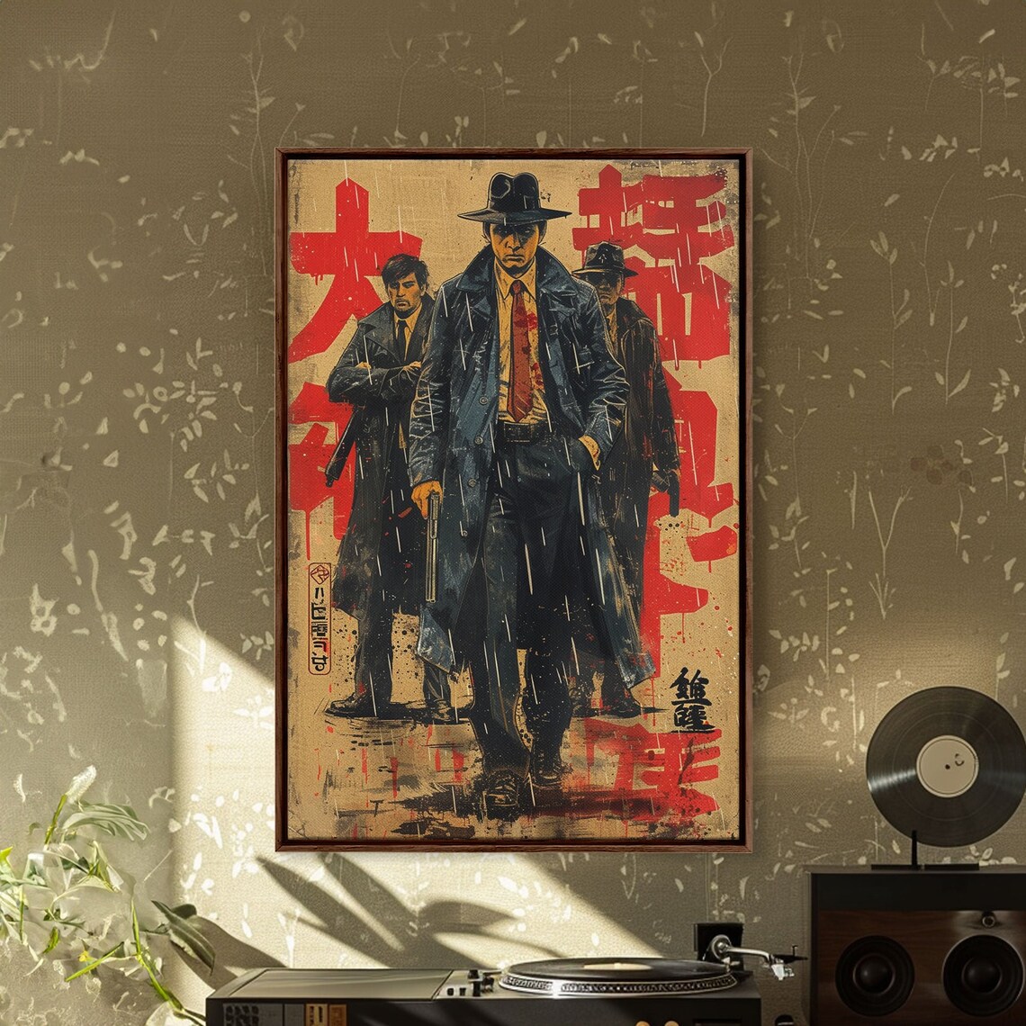 Japanese Noir Gangster Rain Trench Coat Detective Comic Wall Art - Image 4
