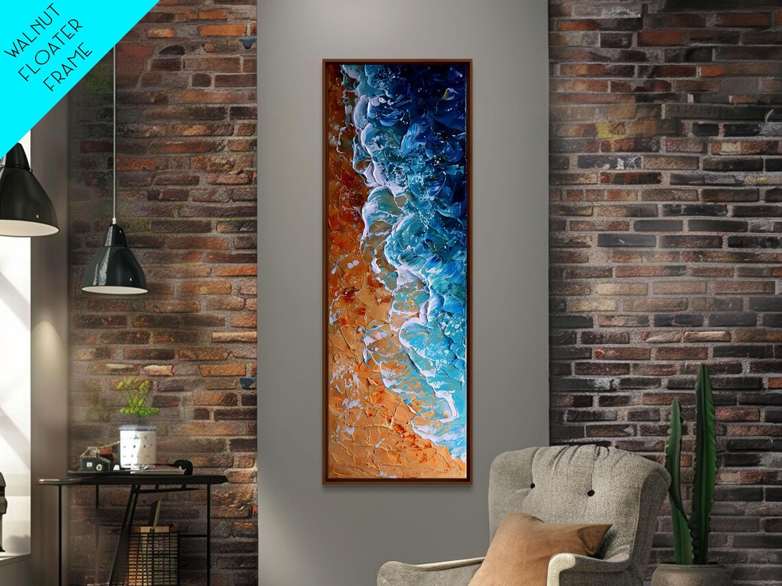 Abstract Coastal Waves And Sandy Beach, Boho Art