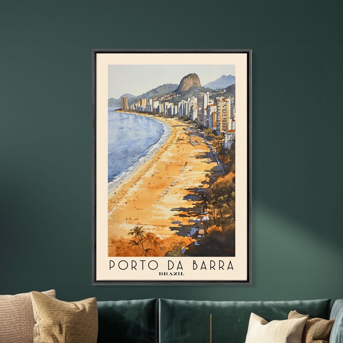 Porto da Barra Brazil Golden City Beach High Rises Watercolor Poster - Image 5