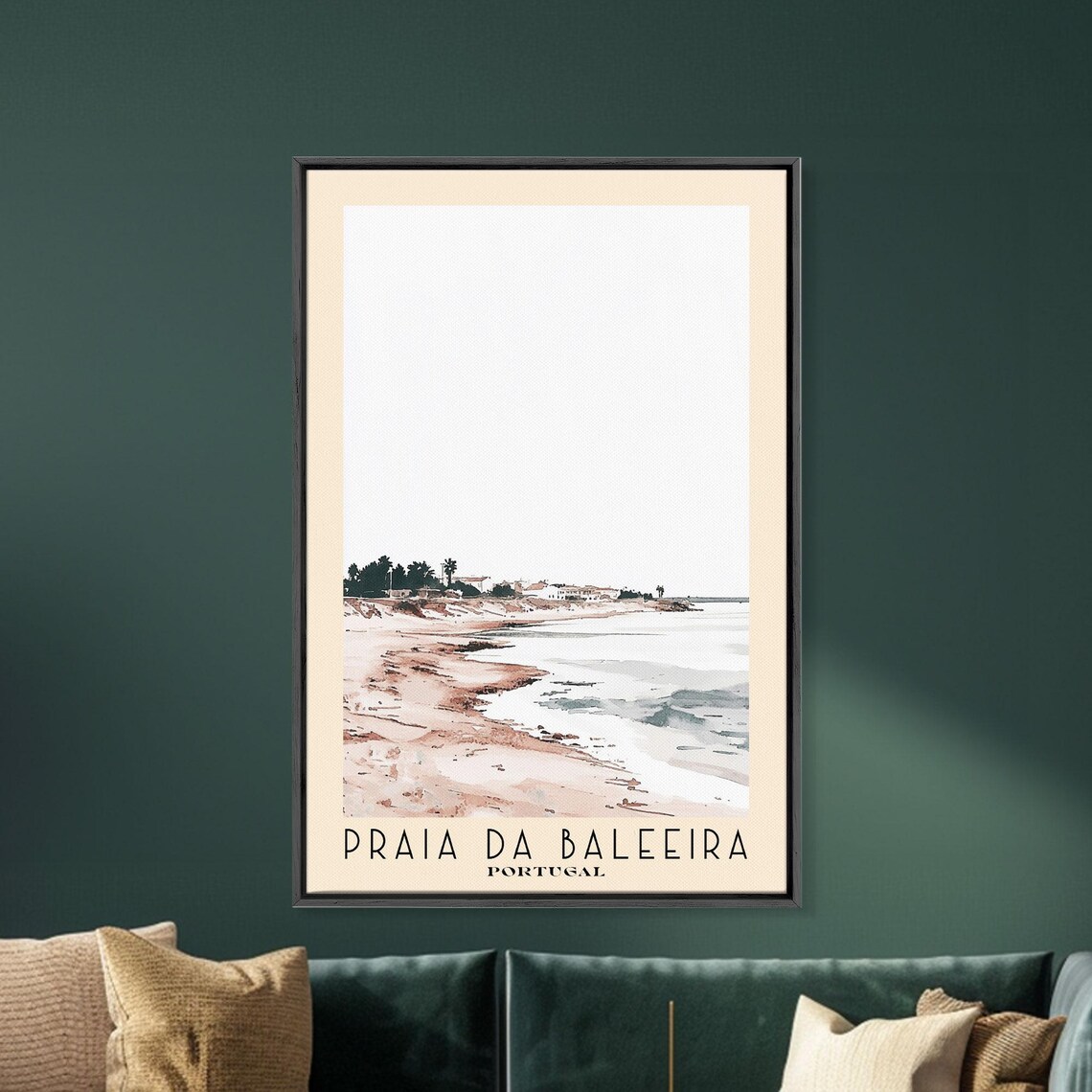 Praia da Baleeira Portugal Minimal Pale Shore Airy Watercolor Travel Poster - Image 5