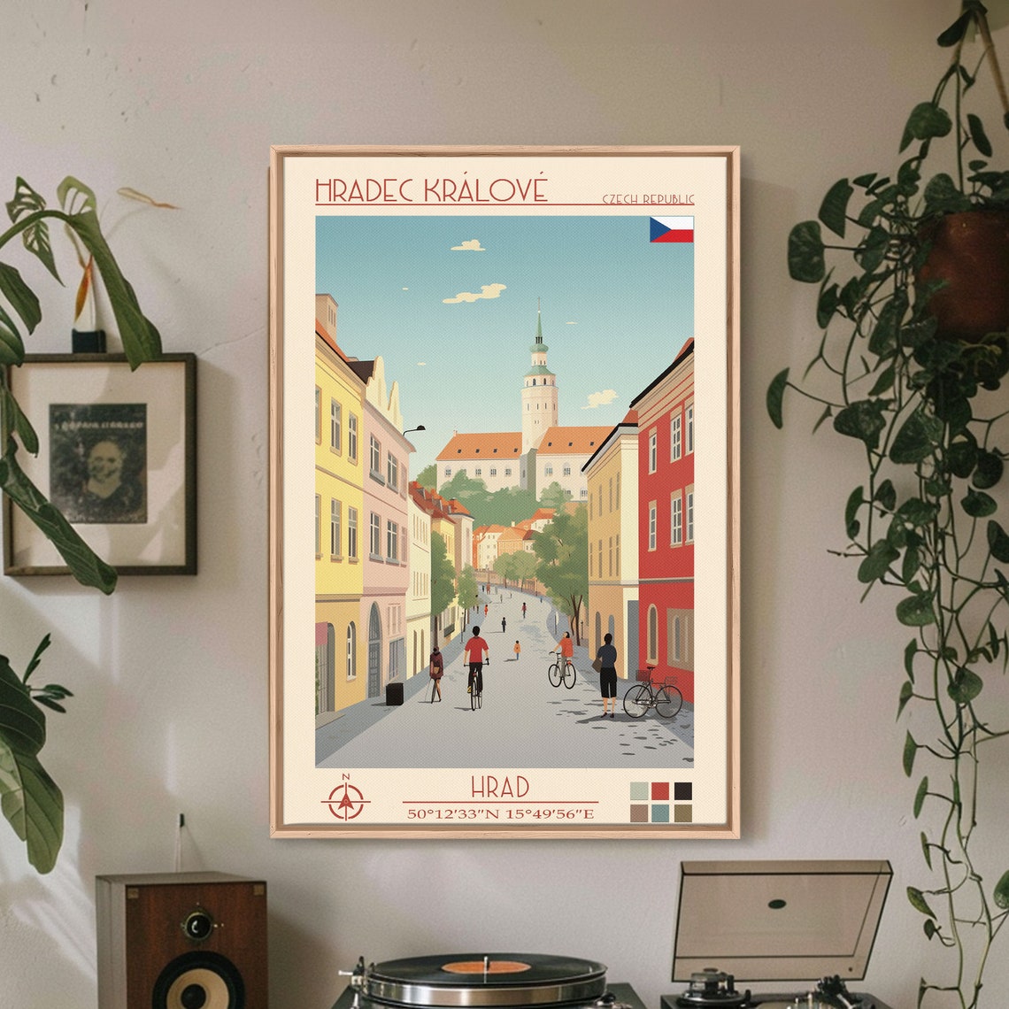 Hradec Kralove Czech Republic Cyclists Old Town Tower View Poster - Image 5