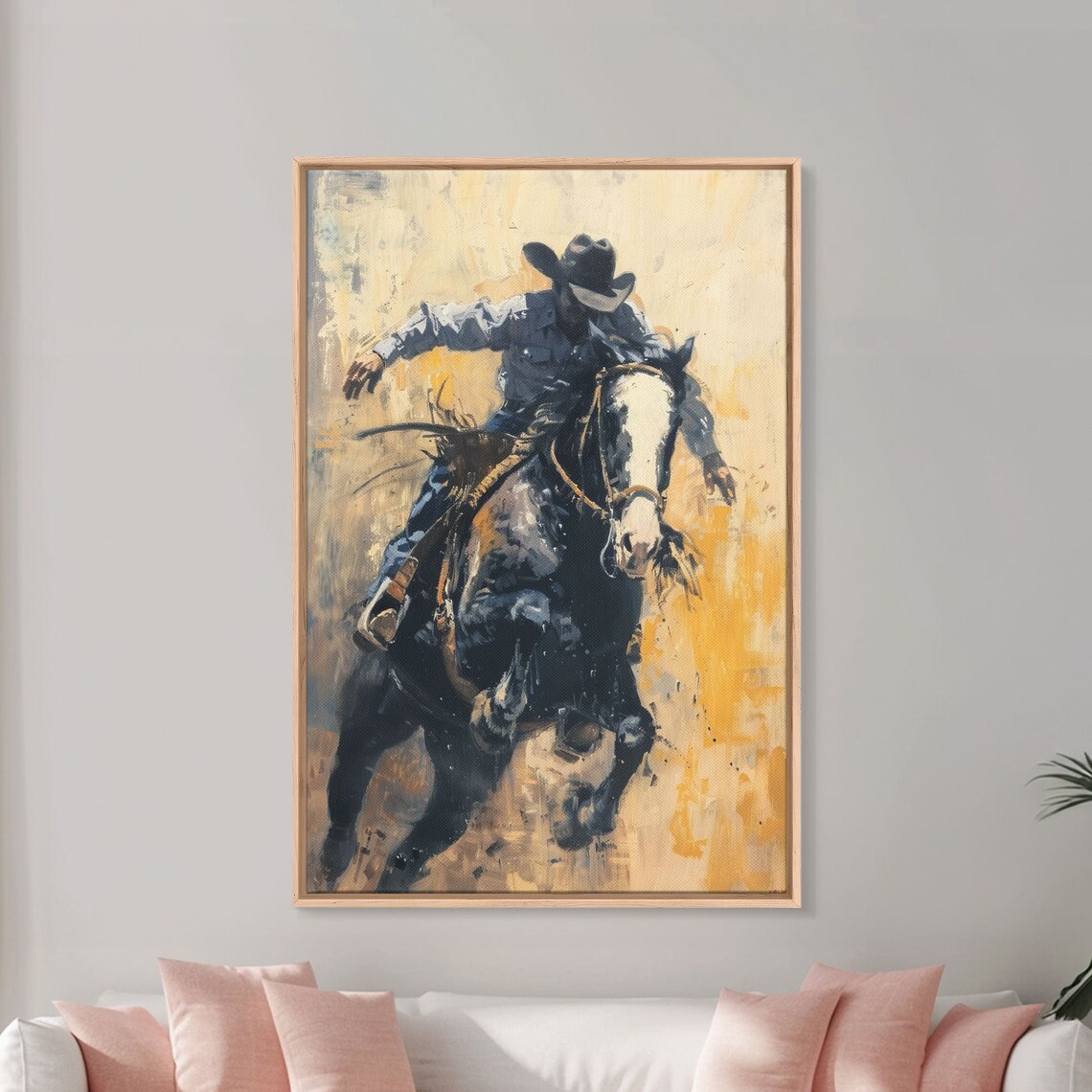 Cowboy Bucking Horse Action Painting Dynamic Western Rodeo Art Poster - Image 5