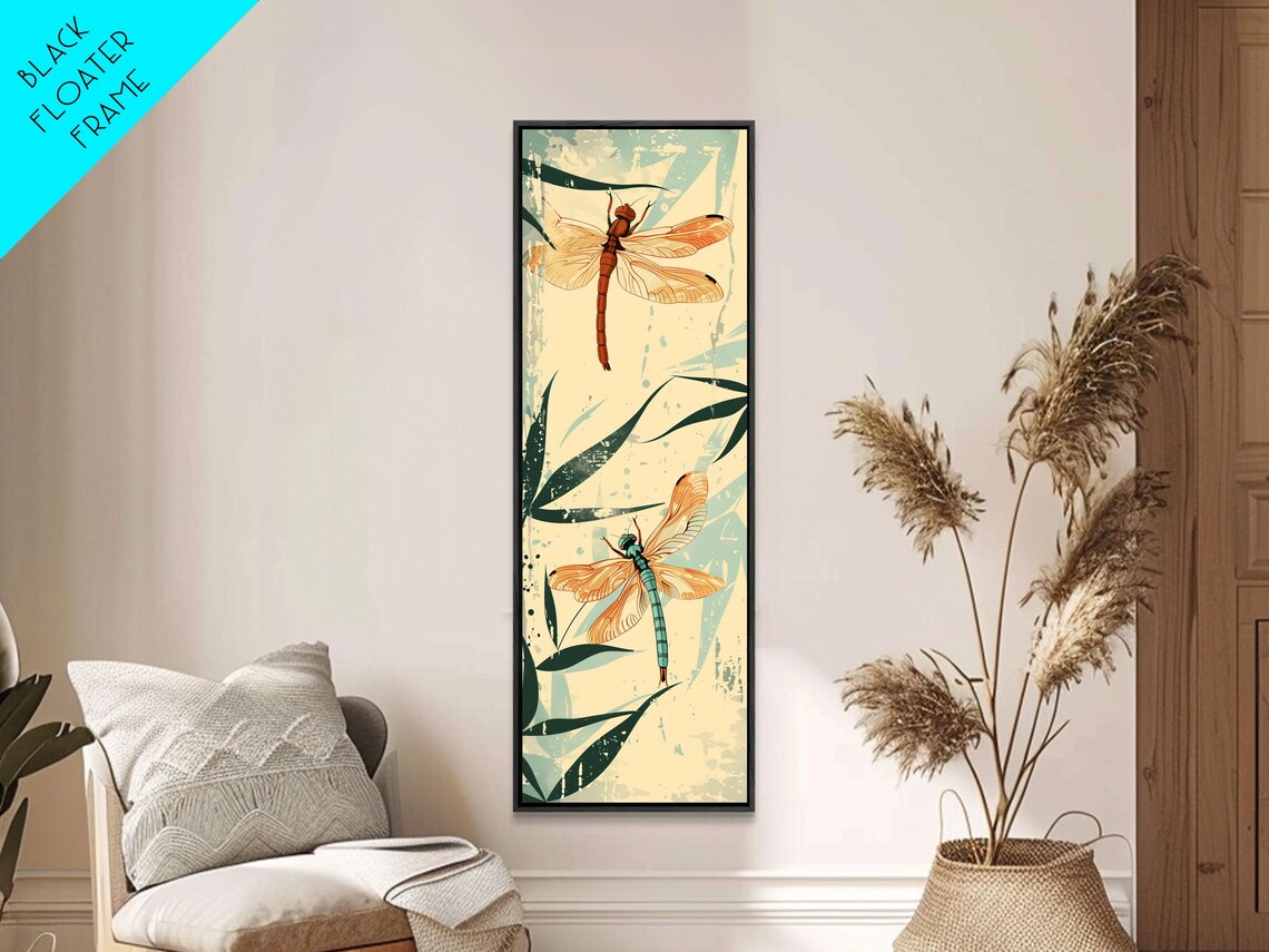 Two Dragonflies Among Bamboo Leaves Vintage Japanese Ukiyo E Art Poster - Image 2