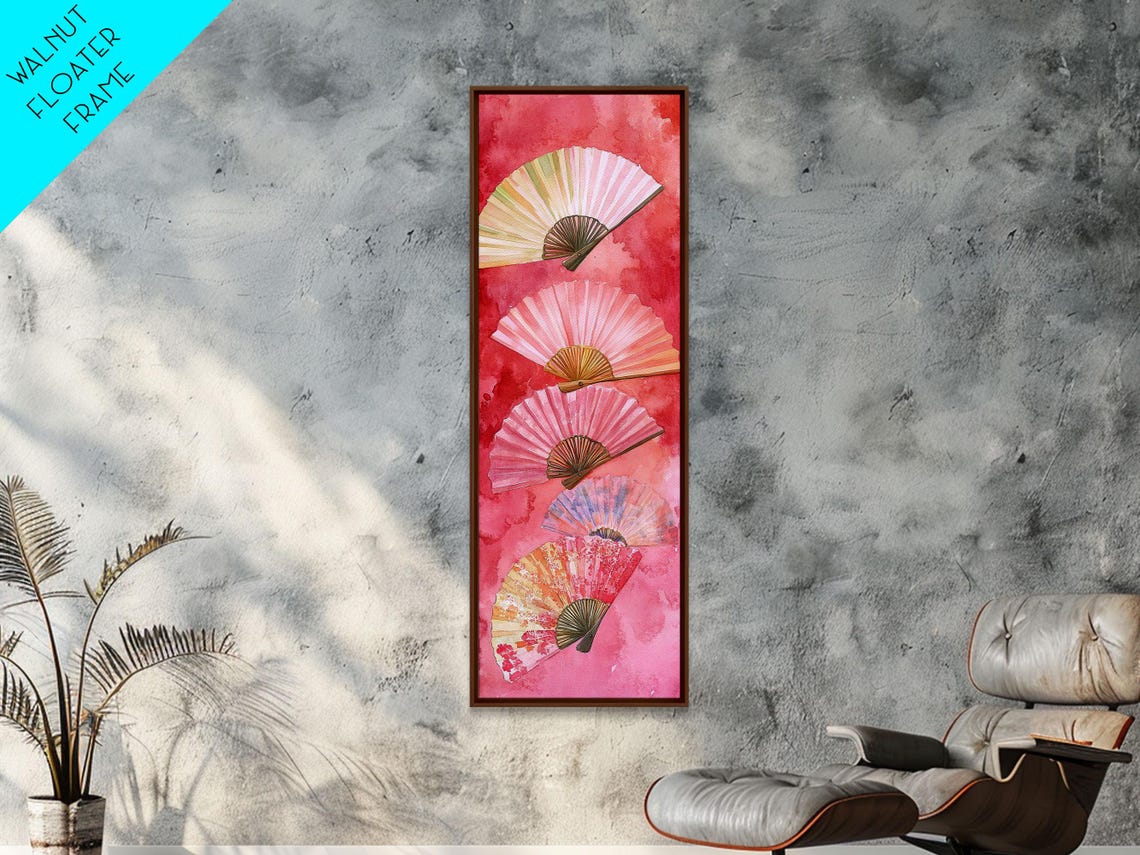 Pink Chinoiserie Hand Fans Cascade Asian Fine Elegant Art Poster - Image 6