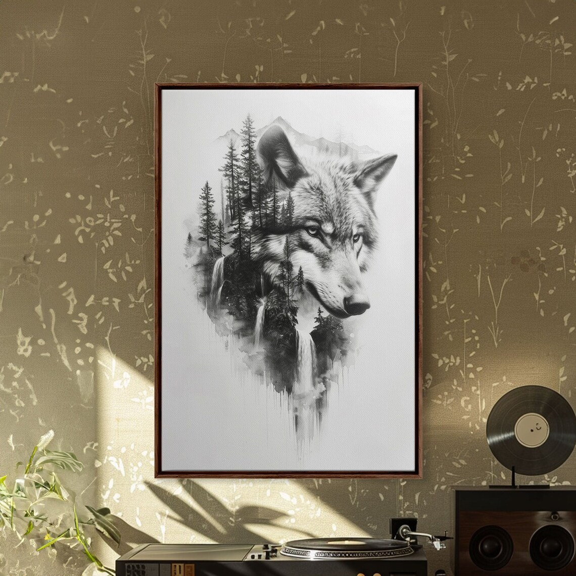 Wolf Forest Landscape, Black And White Minimalist Art - Image 5