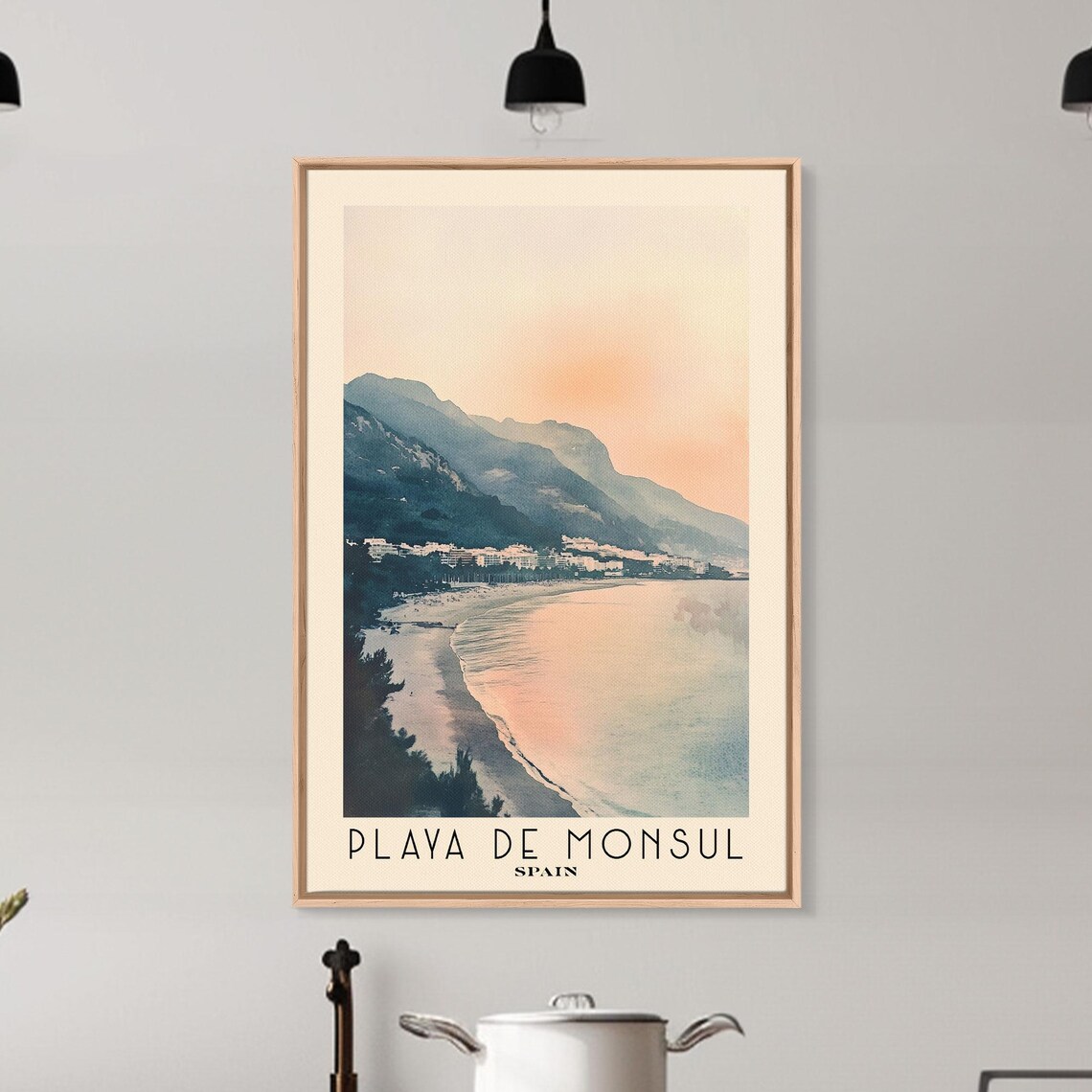Playa De Monsul Spain Misty Sunrise Dark Mountain Cove Shore Poster - Image 6