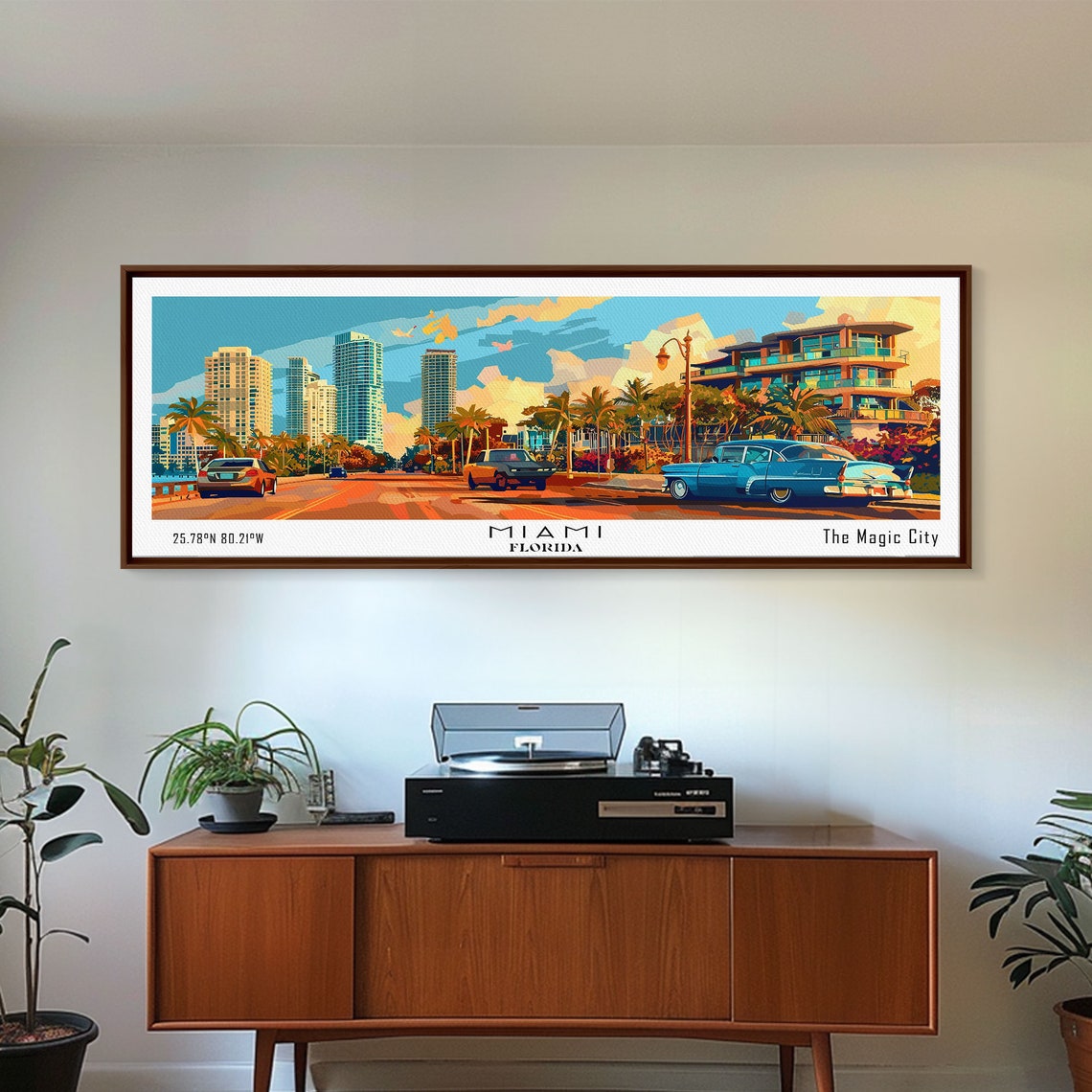 Miami Florida Magic City Palm Boulevard Skyline Travel Poster - Image 3