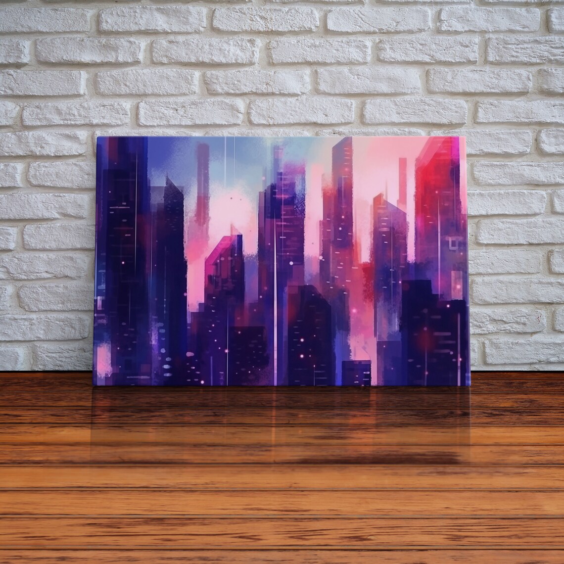 Buildings Vaporwave Style Art Print, Pop Art Watercolor - Image 2