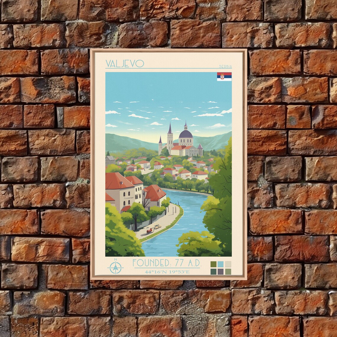 Valjevo Serbia Riverside Old Town Church Dome View Travel Poster - Image 4