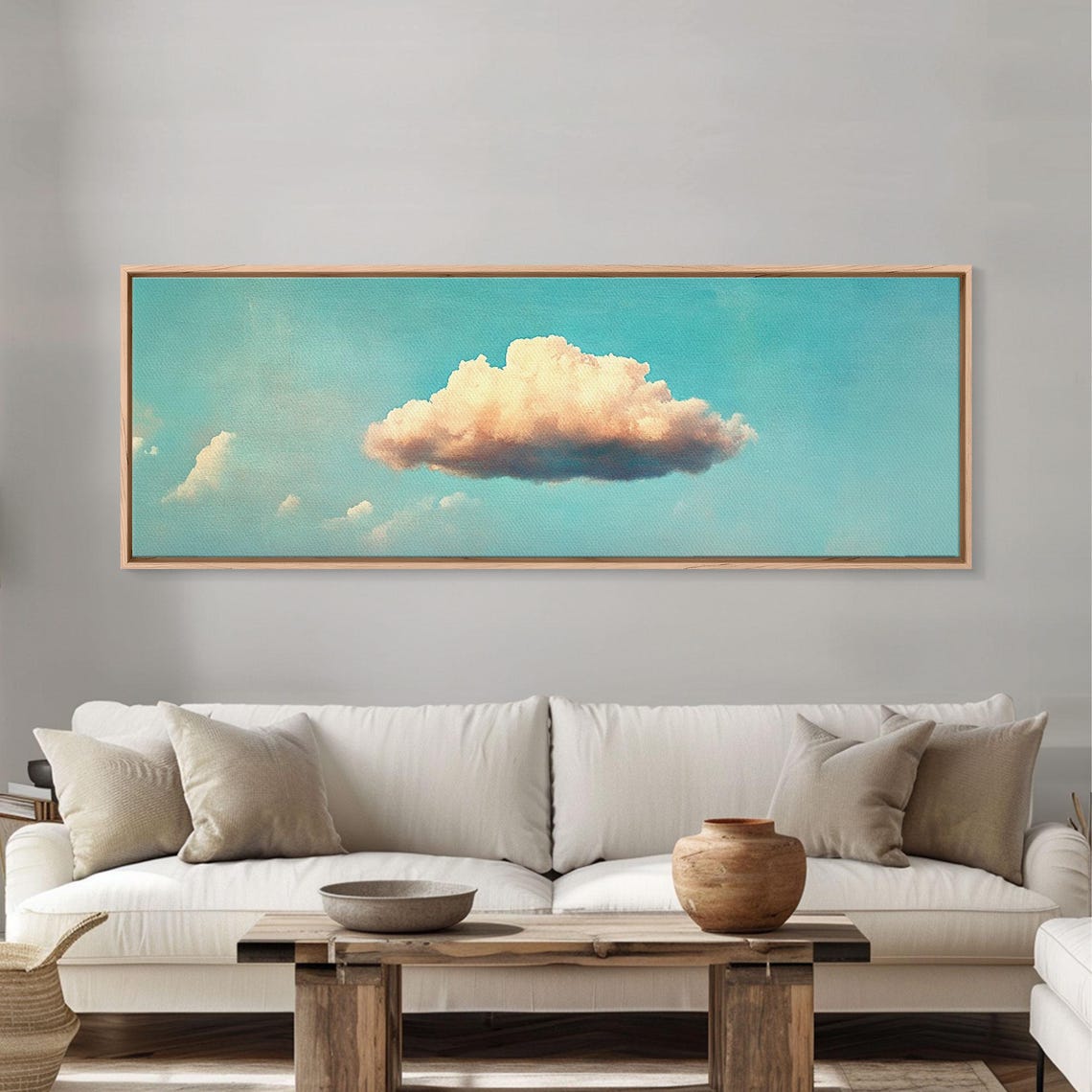 White Cloud Turquoise Sky Floating Cloud Serene Sky Art Print - Image 6
