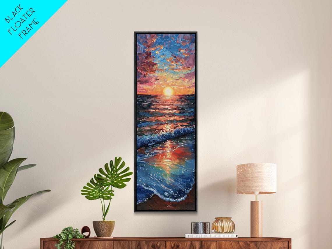 Ocean Sunset Impasto Oil Painting Dramatic Waves Wall Art Print - Image 5