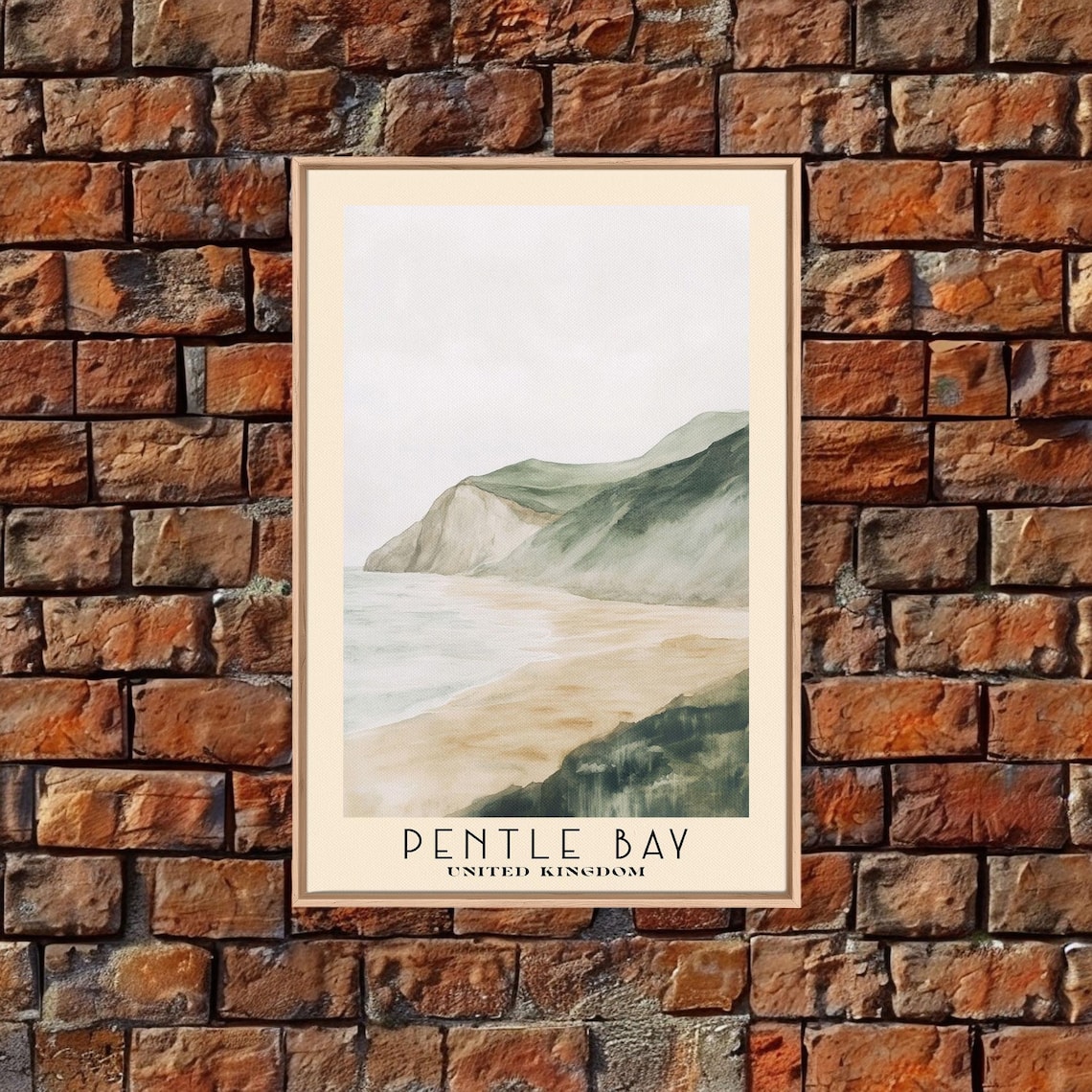 Pentle Bay United Kingdom Misty Headland Minimal Watercolor Coast Poster - Image 4