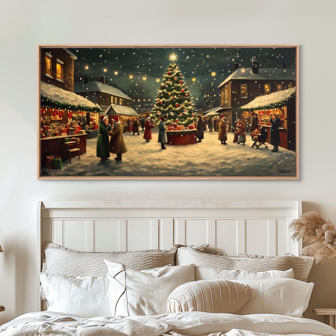 Vintage Christmas Village Market Scene Art Print - Image 6