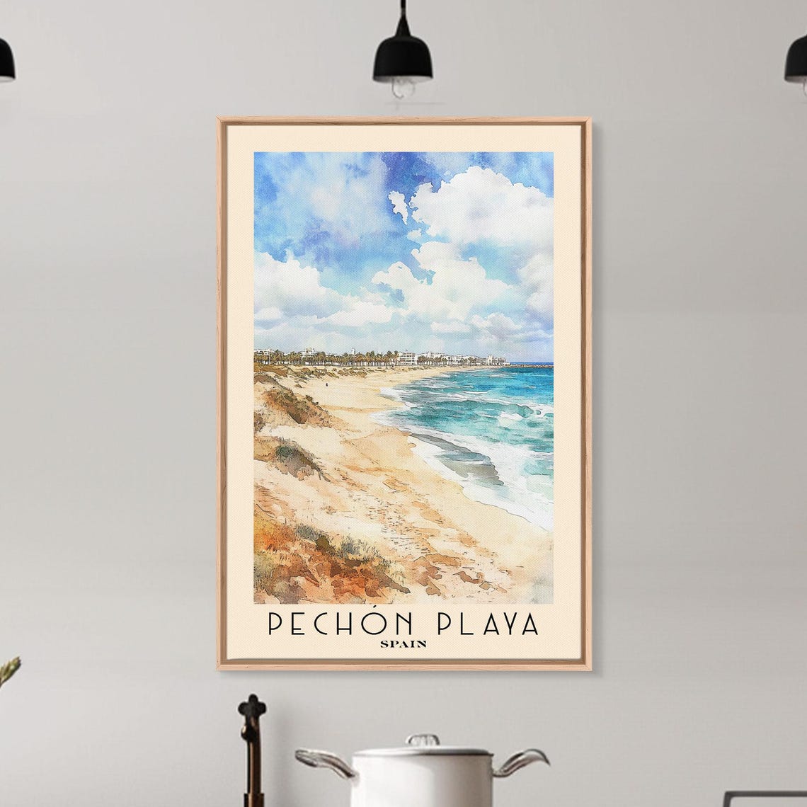Pechon Playa Spain Wide Dune Beach Blue Surf White Cloud Poster - Image 6