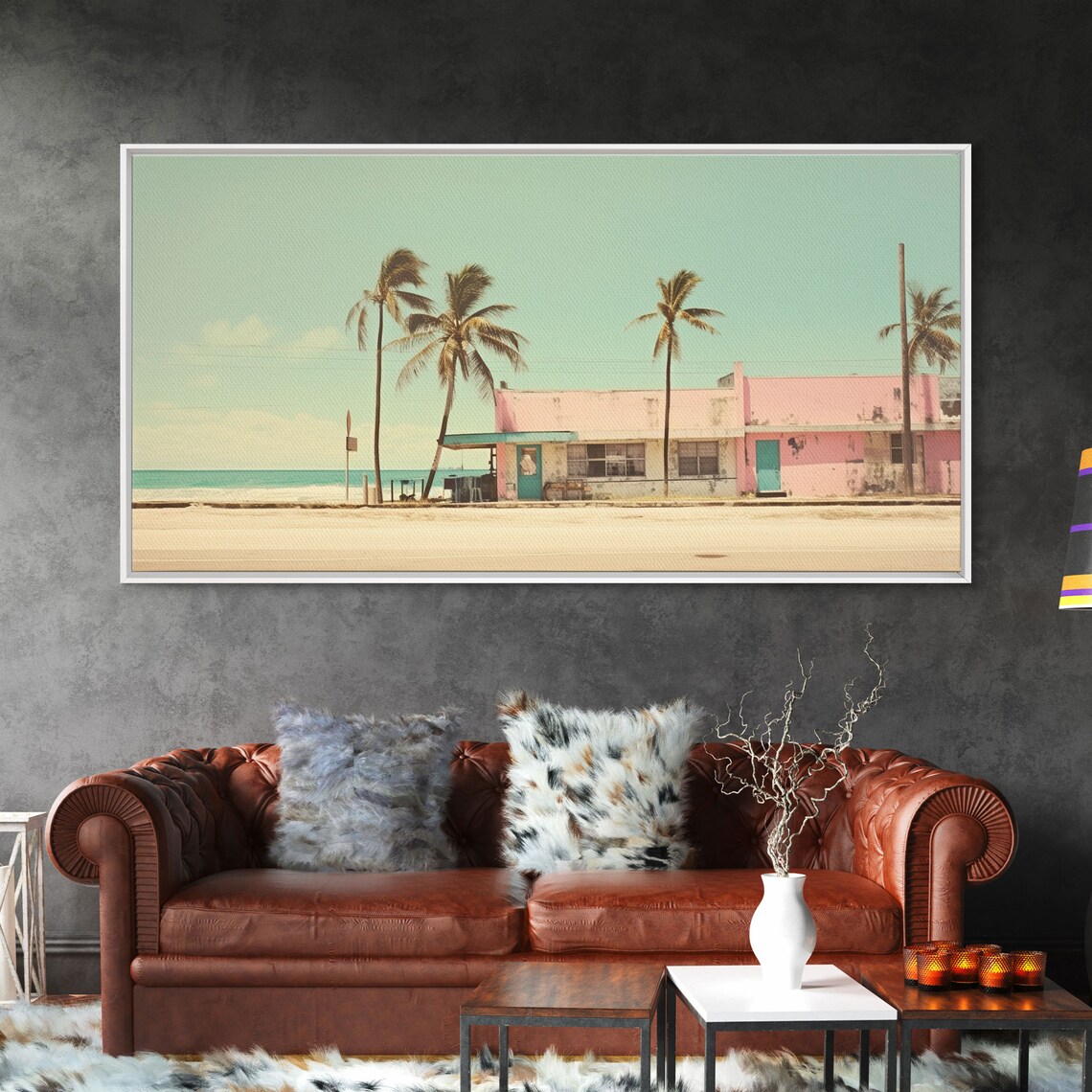 Vintage Florida Beach Photo Art Print, Retro Vaporwave