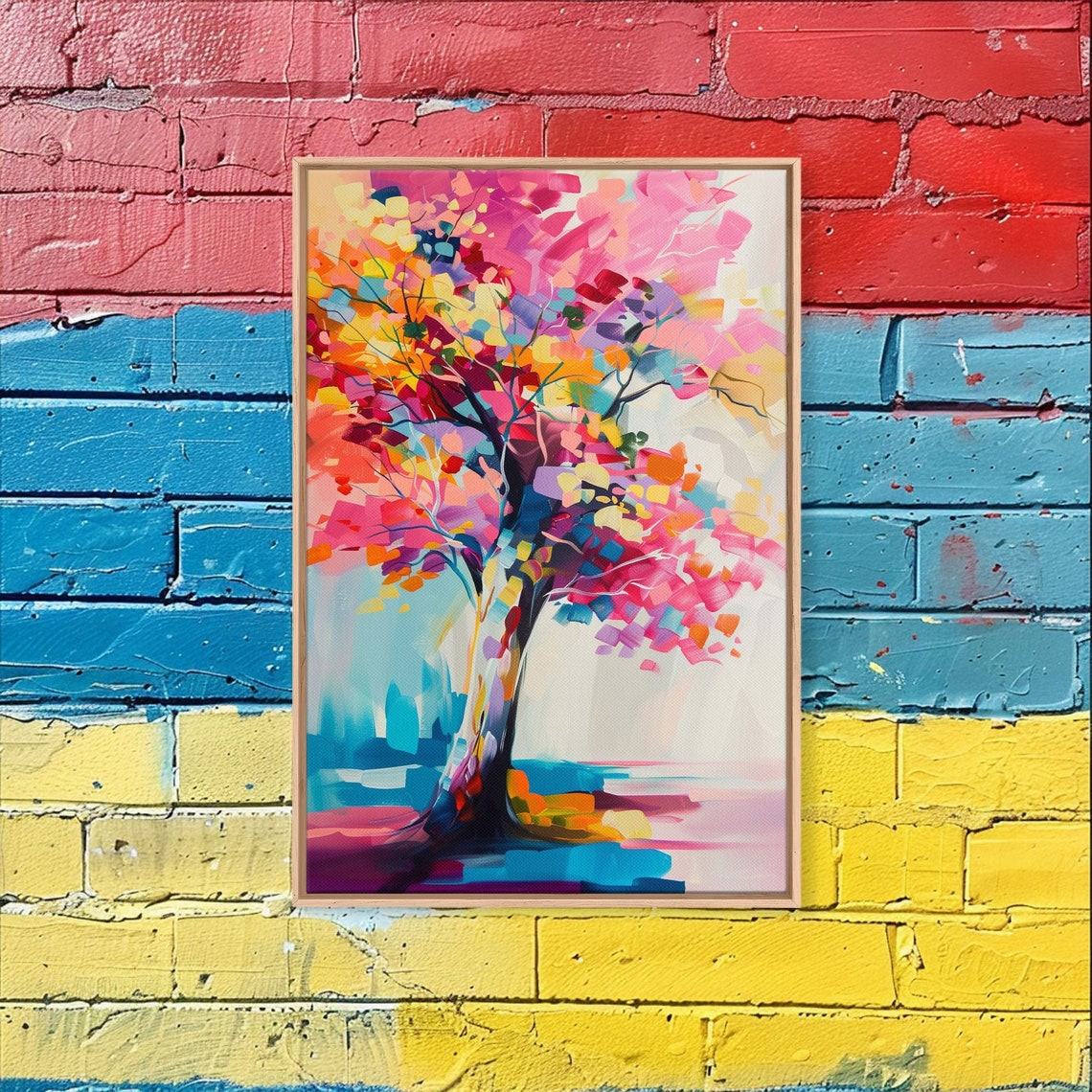 Rainbow Foliage Tree Colorful Abstract Modern Nature Art Wall Poster - Image 3