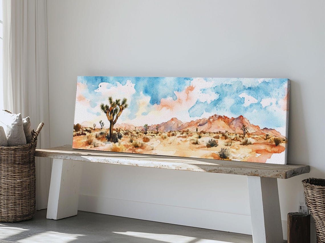 Desert Landscape Painting Print Pueblo Style Home Decor Southwestern Farmhouse Painting Of Joshua Tree California Minimalist Decor - Image 3