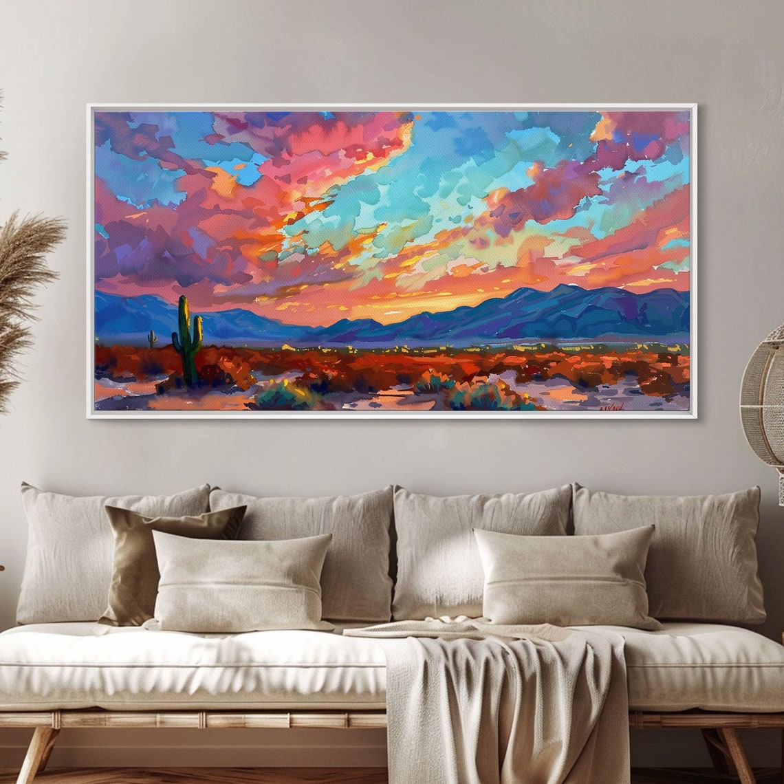 Expansive Desert Sunset Saguaro Purple Mountain Panorama Art Poster - Image 4