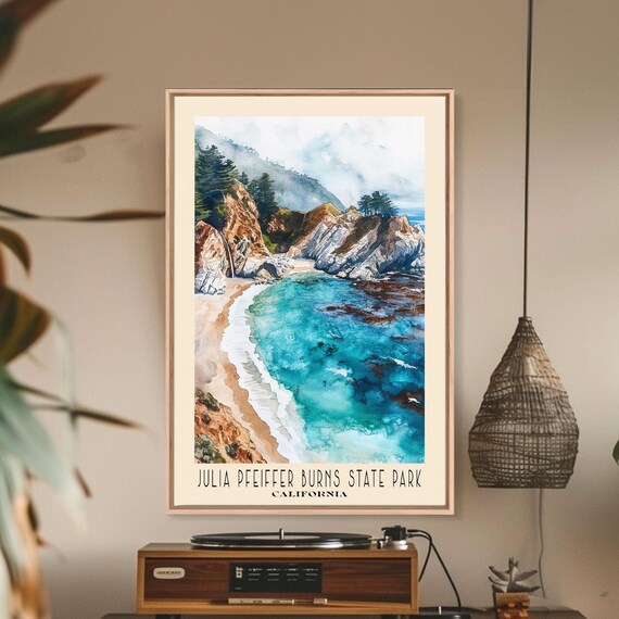 Julia Pfeiffer Burns State Park California Cove Watercolor Poster