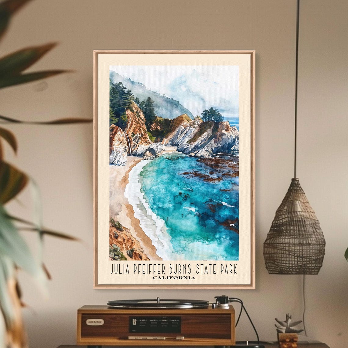 Julia Pfeiffer Burns State Park California Cove Watercolor Poster