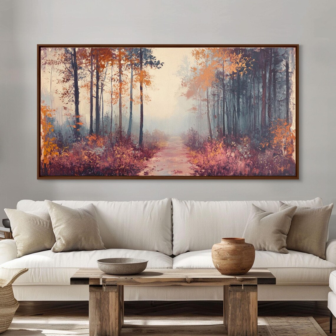 Misty Autumn Woods Foggy Fall Pathway Impressionist Forest Poster - Image 5