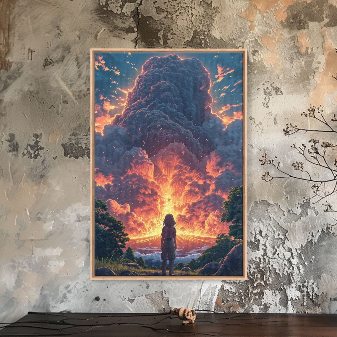 Mount Fuji Eruption Anime Style Dramatic Sunset Volcano Poster - Image 5