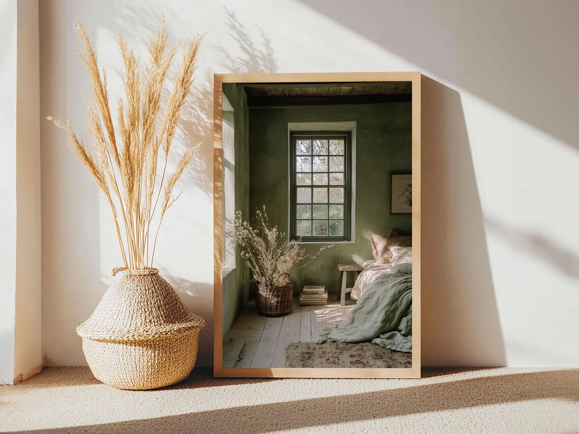 Rustic Wabi-Sabi Botanical Bedroom Wall Art Print - Image 2