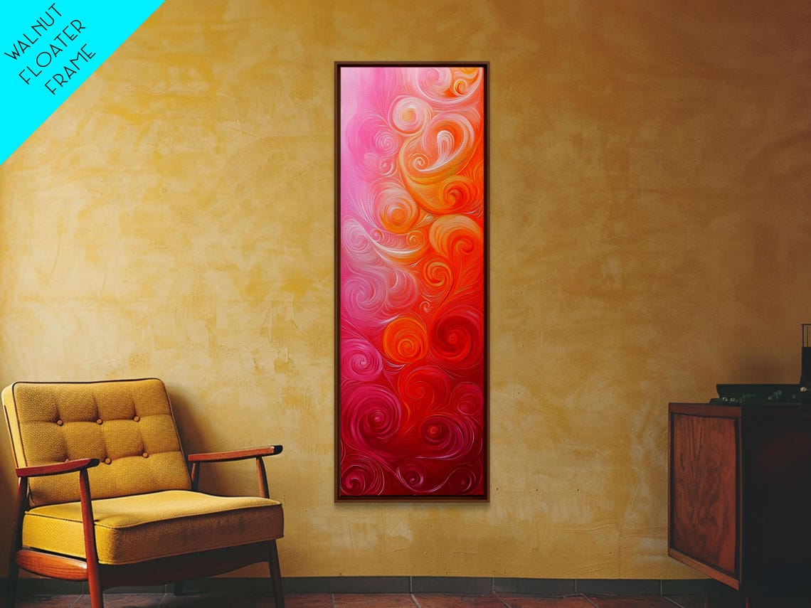 Vibrant Pink Orange Abstract Swirl Art Tall Vertical Poster Decor - Image 3