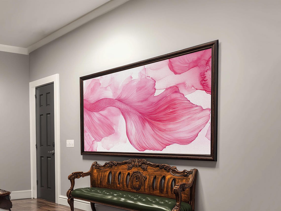 Pink Abstract Watercolor Petals Flowing Floral Fine Art Wall Poster - Image 3