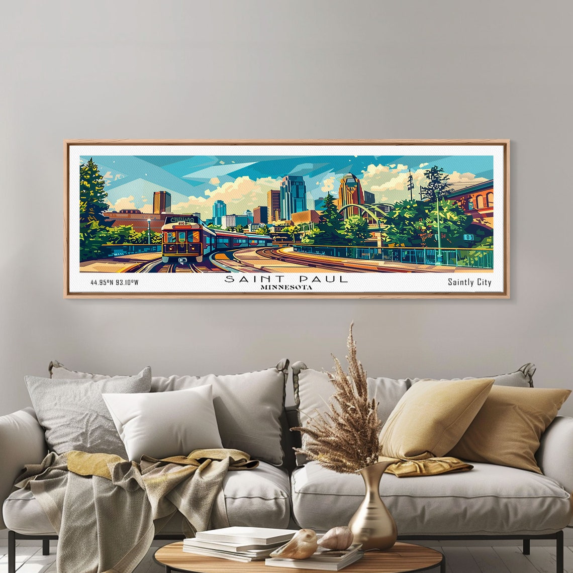 Saint Paul Minnesota Downtown Light Rail Train Cityscape Travel Poster - Image 3